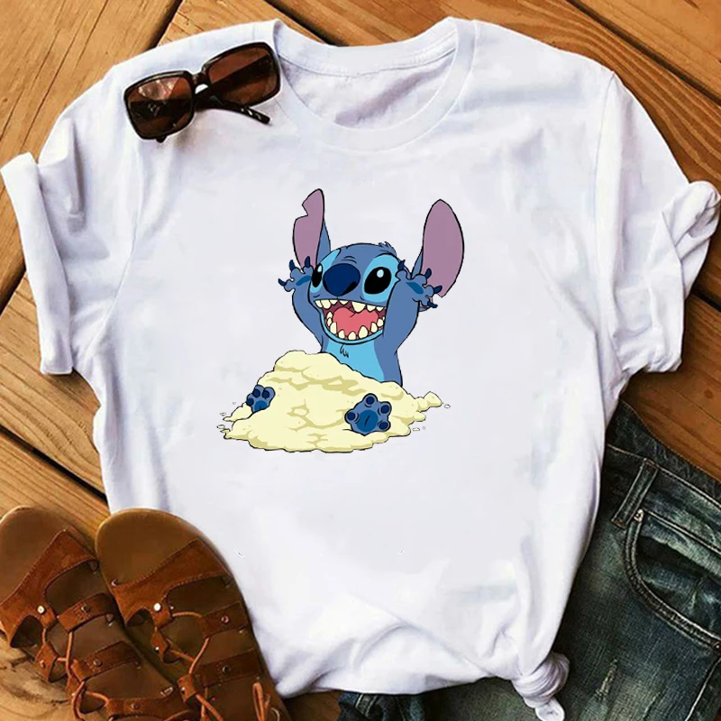 Графическая женская футболка с рисунком любви Lilo простроченные футболки женская футболка с коротким рукавом повседневные топы Camisas Mujer футболка - Цвет: bvr19937