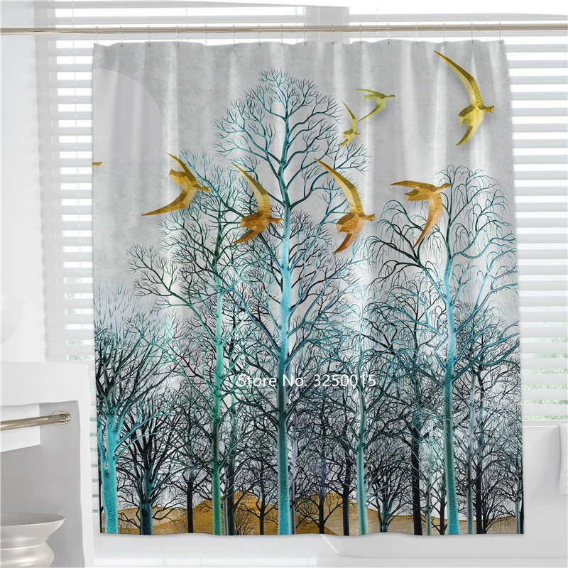 

3D Printing Beautiful Peacock Shower Curtain Bathroom Shower Partition Waterproof and Mildew Proof Curtain with Hook Home Decor
