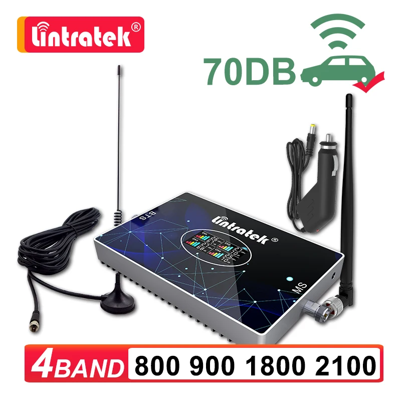 Tanie Korzystanie Z Samochodu Cztery Pasma Regenerator Sygnału GSM 2G 3G 4G LTE B20 800 900 1800 2100 2600 850 Telefonu Komórkowego Wzmacniacz Sygnału GSM Zestaw Wzmacniacza AGC 6
