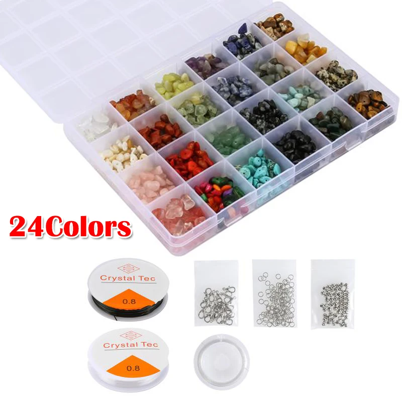 

15/24 Grids Natural Crushed Crystal Pieces Gemstone for DIY Making Jewelry Earring Necklace Bracelet Making Tool Accessories