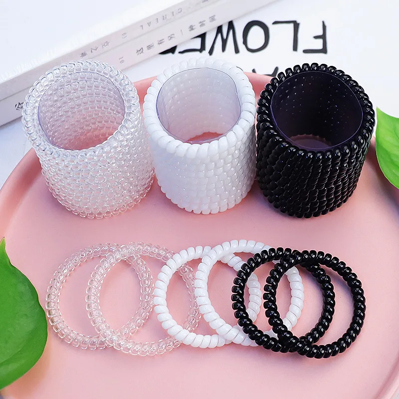5PCS Women Girls Telephone Wire Line Fine Elastic Rubber Hair Bands Rope Ponytail Holder Scrunchies Headband Hair Ring Accessory