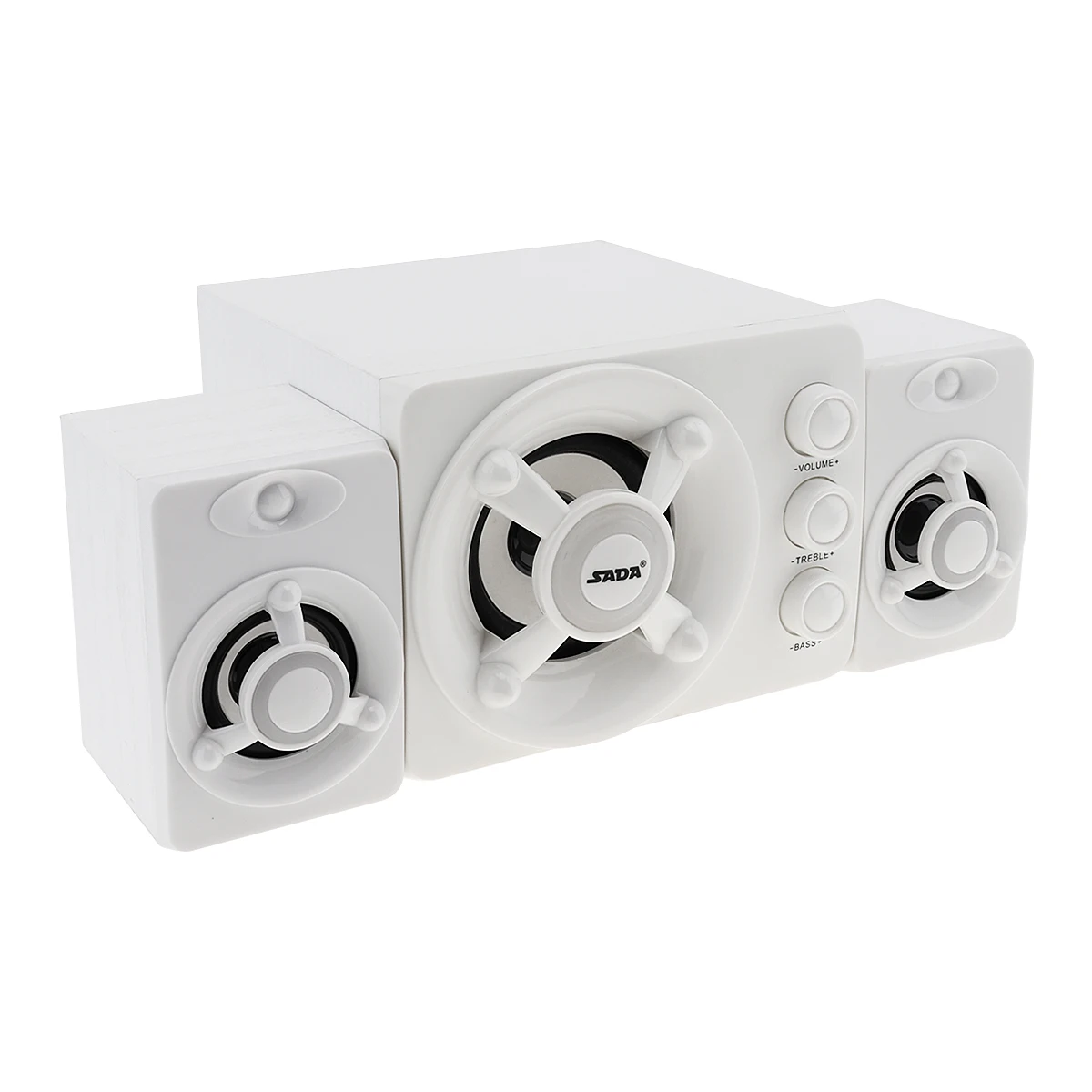 Mini White 3W Wooden 3D Surround Sound Subwoofer Music USB Computer Speaker with Luminescent Lamp for Desktop TV PC Smartphone |