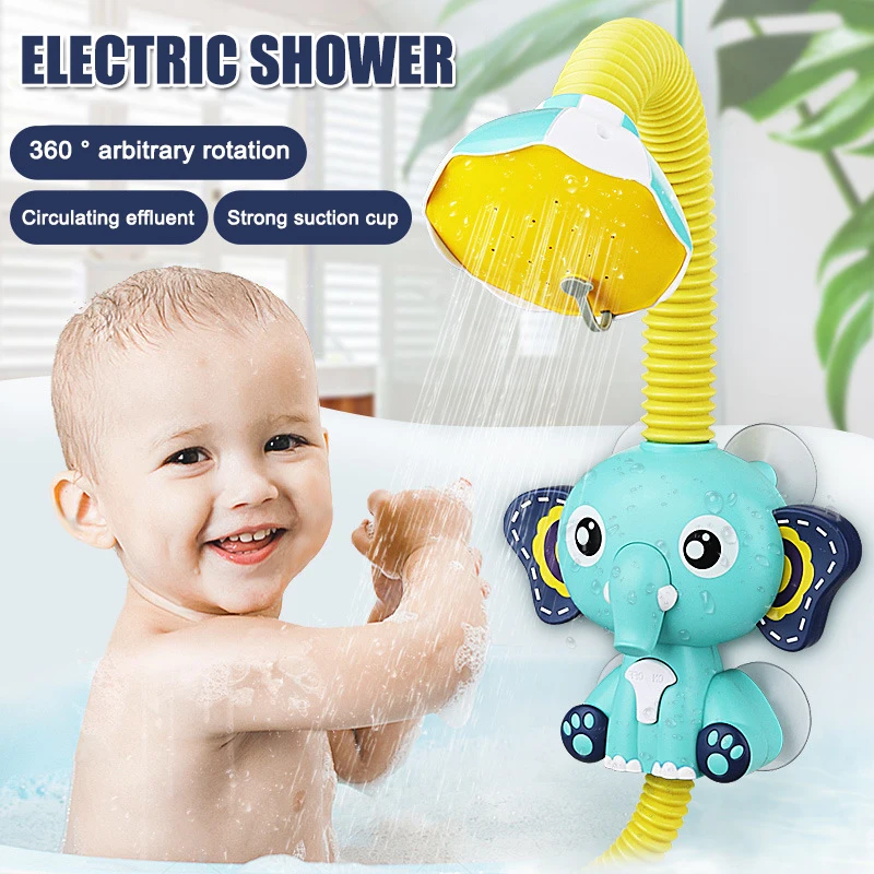 

Cartoon Elephant Baby Bath Shower Head Elephant Water Pumps and Trunk Spout Rinser for Newborn Babies