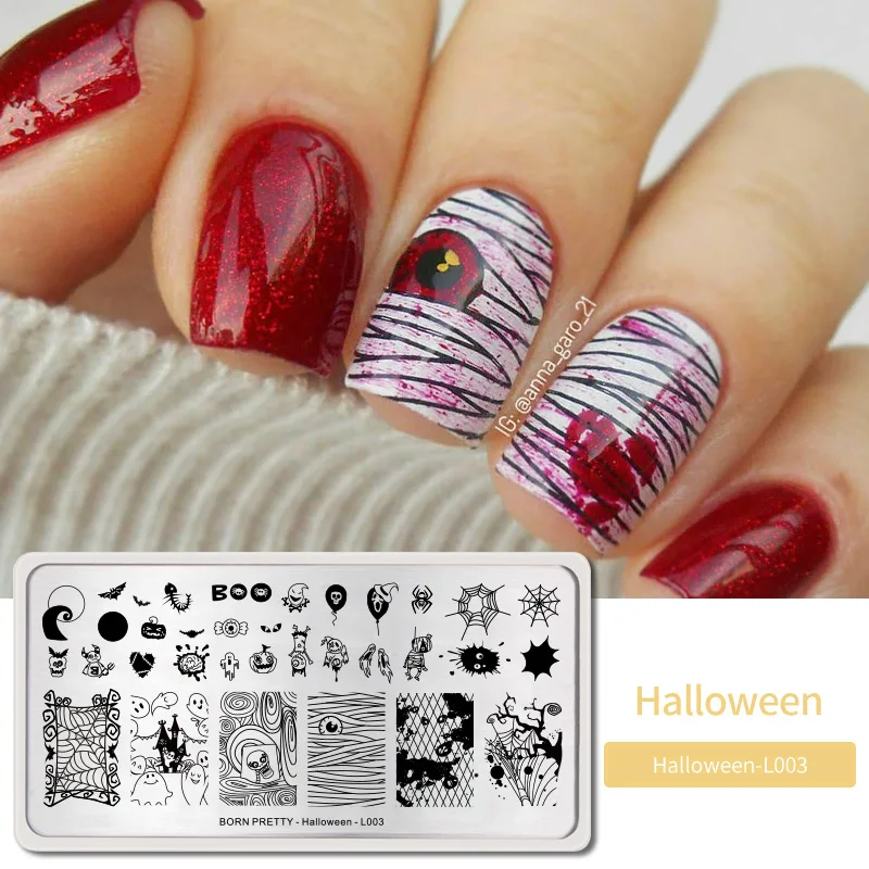 Halloween6 BORN PRETTY дизайн ногтей штамп штамповка шаблон цветок геометрии любовь DIY маникюр изображение пластины из нержавеющей стали дизайн ногтей трафарет - Цвет: Halloween6