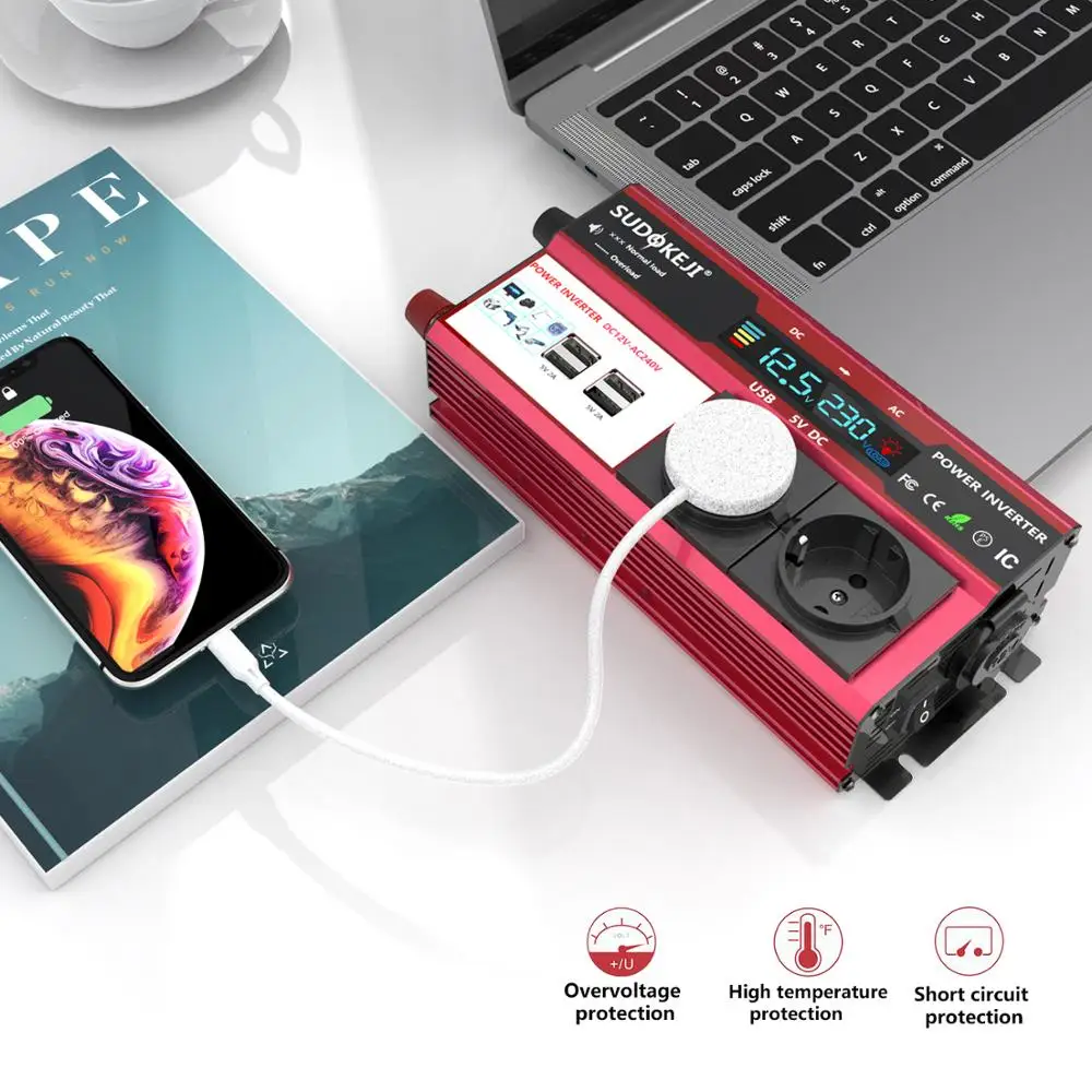 Автомобильный инвертор преобразователь синусоидальной волны постоянного тока 12