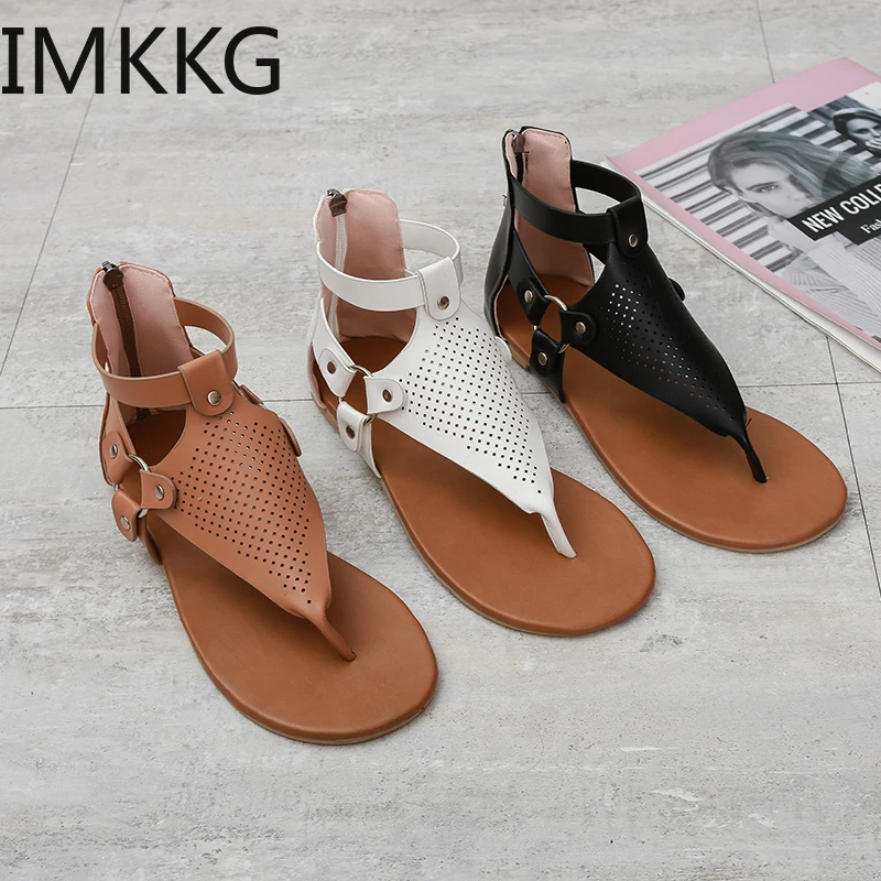 Женские босоножки Сандалии из искусственной кожи на плоской подошве Летняя