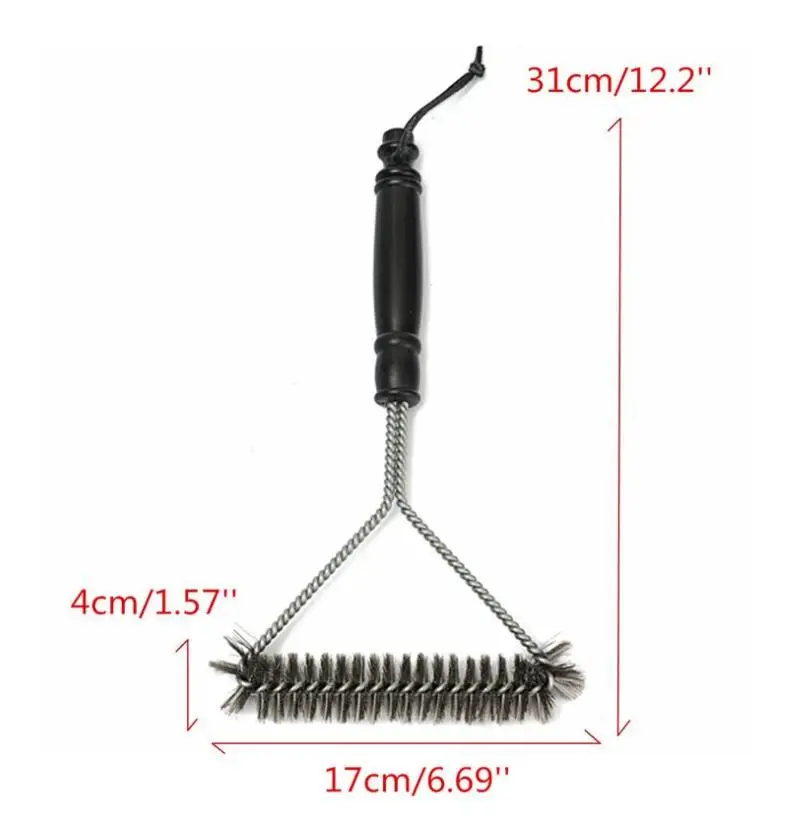 Антипригарная щетка для барбекю проволочная из нержавеющей стали с ручкой