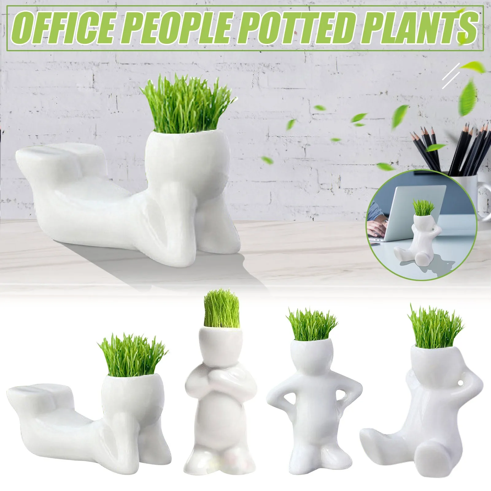 Diy мини-Роман Бонсай Трава кукольные волосы белый ленивый человек растение для