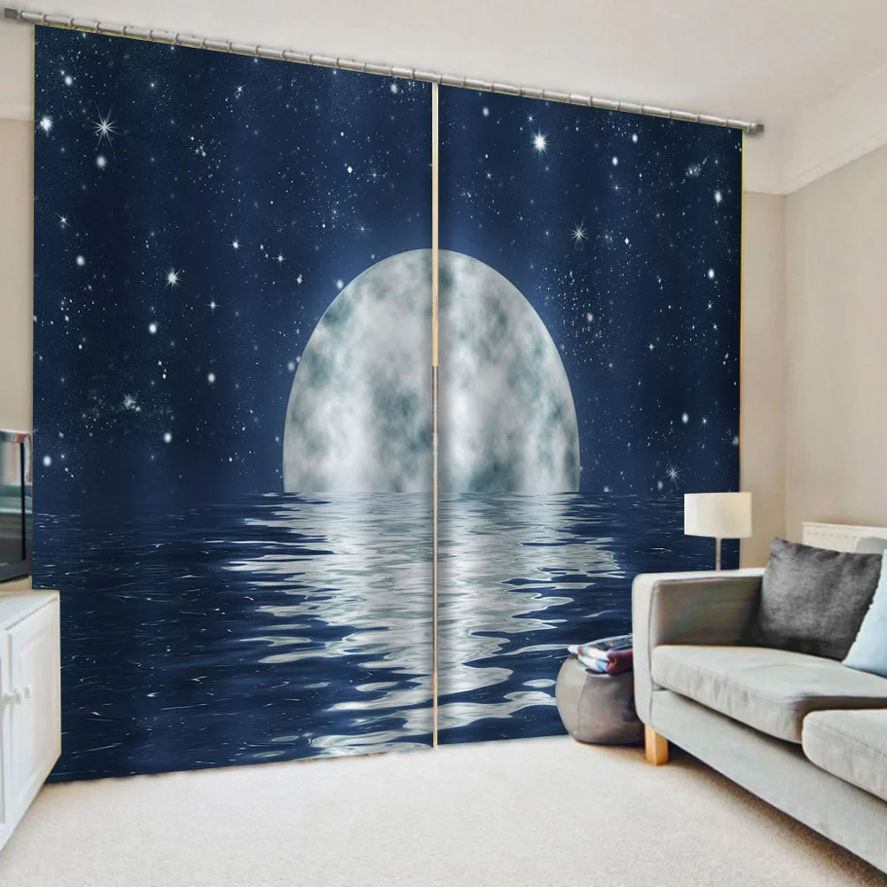 

Modern Moon star Curtains Blackout Curtain Living Room Bedroom Shading Printing Window Curtain Drapes