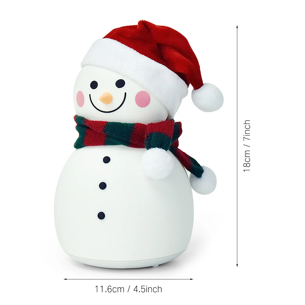 

Christmas Snowman Music Night Light Rechargeable Portable Cute Silicone Small Night Lamp Durable Baby Toy Lamp Christmas Gift