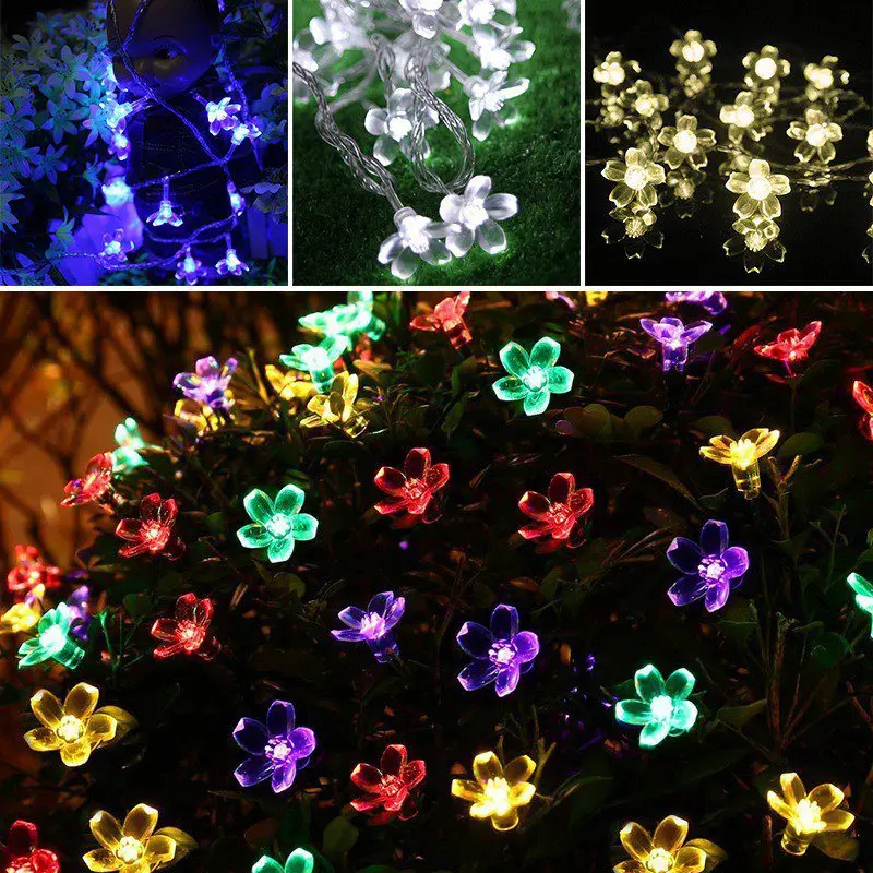 

Christmas 50 PCS Plastic Flowers Solar Powered Light String Waterproof Home Garden Decoration
