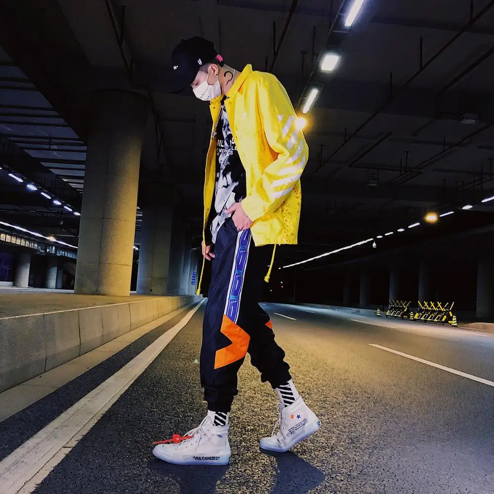 

Новинка, модное Трендовое платье с узором в сторону осень тренировочные Мужские штаны для бега, джоггеры Harajuku повседневная одежда в стиле «...