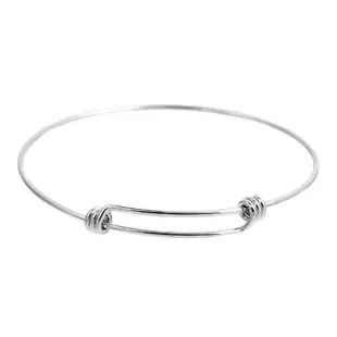 

New Fashion Stainless Steel Expandable Bangle Bracelet, Double Bar, Round Silver Color Adjustable From 27cm - 21cmlong, 1Piece