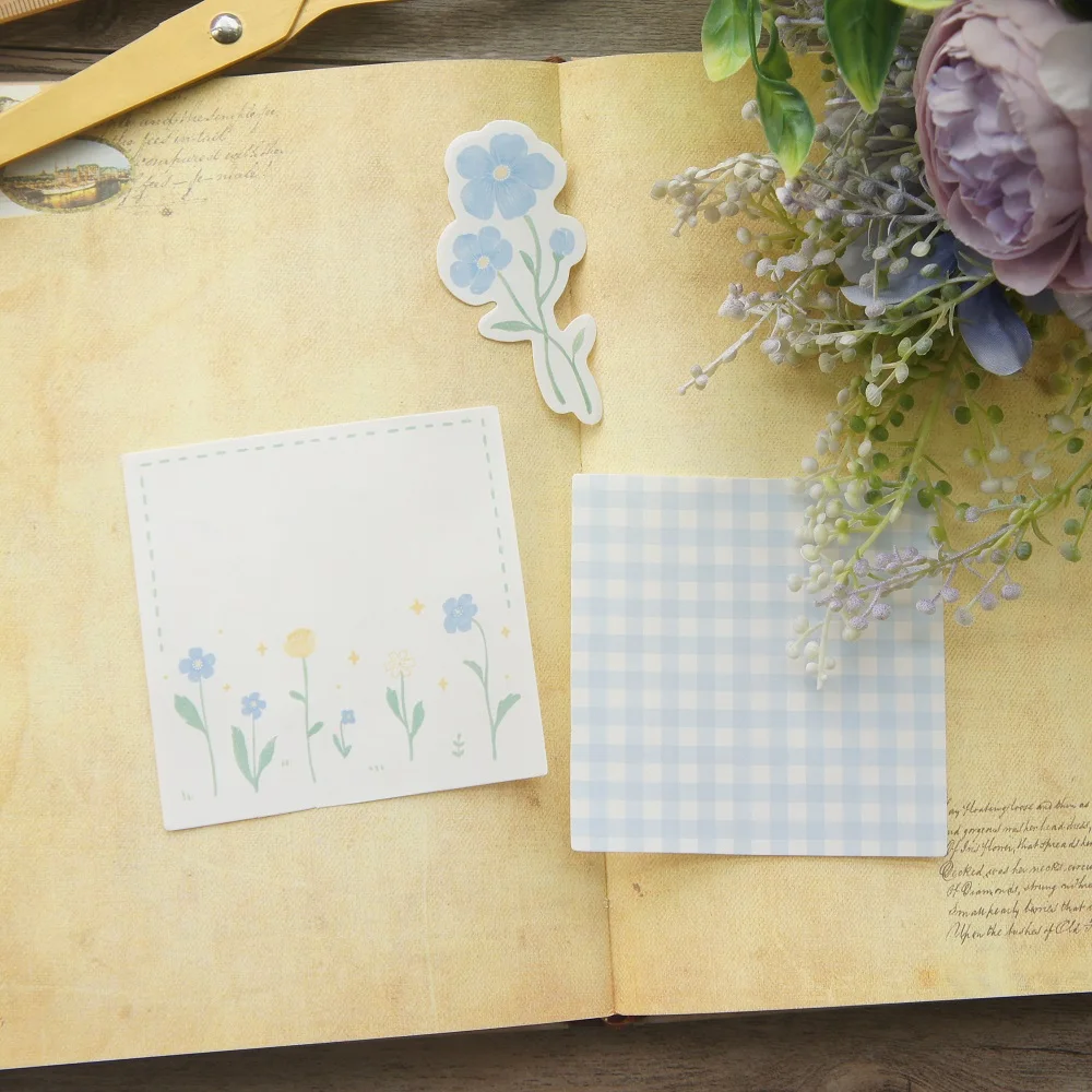 

30pcs DIY Blue Plaid Flower Design Paper As Creative Craft Paper Background Scrapbooking DIY Use
