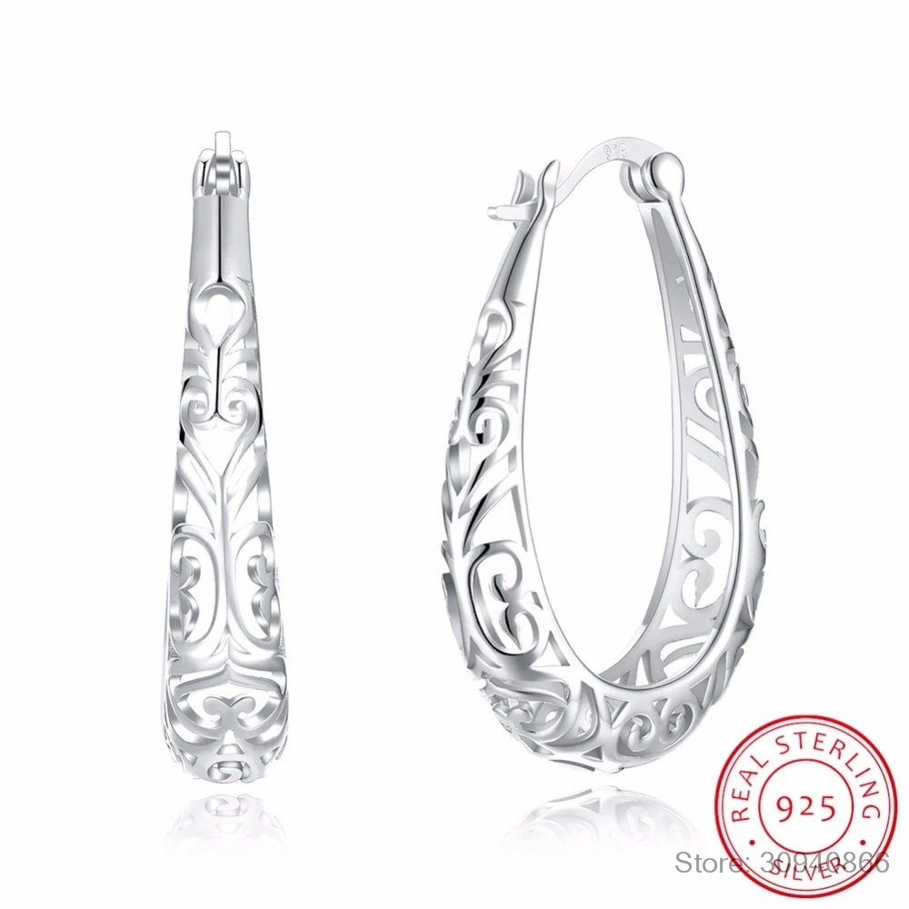 

Винтажные филигранные серьги в виде колец, 925 стерлингового серебра серьги ювелирные изделия делая вокруг шеи отличное Женское Ожерелье Св...