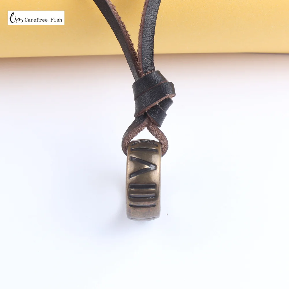 Ring bronze 1 Винтажные аксессуары в стиле стимпанка, римское ожерелье с цифрами и легче, натуральная кожа, подвеска, ювелирная цепочка для мужчин и женщин LKN0041 - Окраска металла: Ring bronze 1