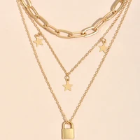 women temperament vintage star lock pendant necklaces new design necklace jewelry gift