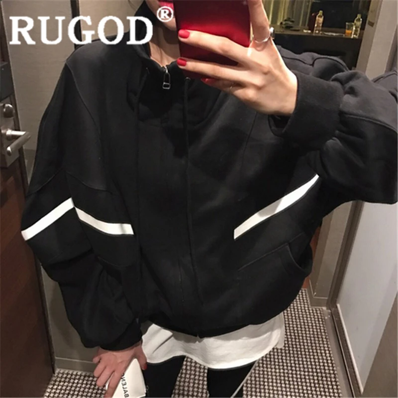 RUGOD базовое пальто для женщин стоячий воротник рукав летучая мышь молния шнурок