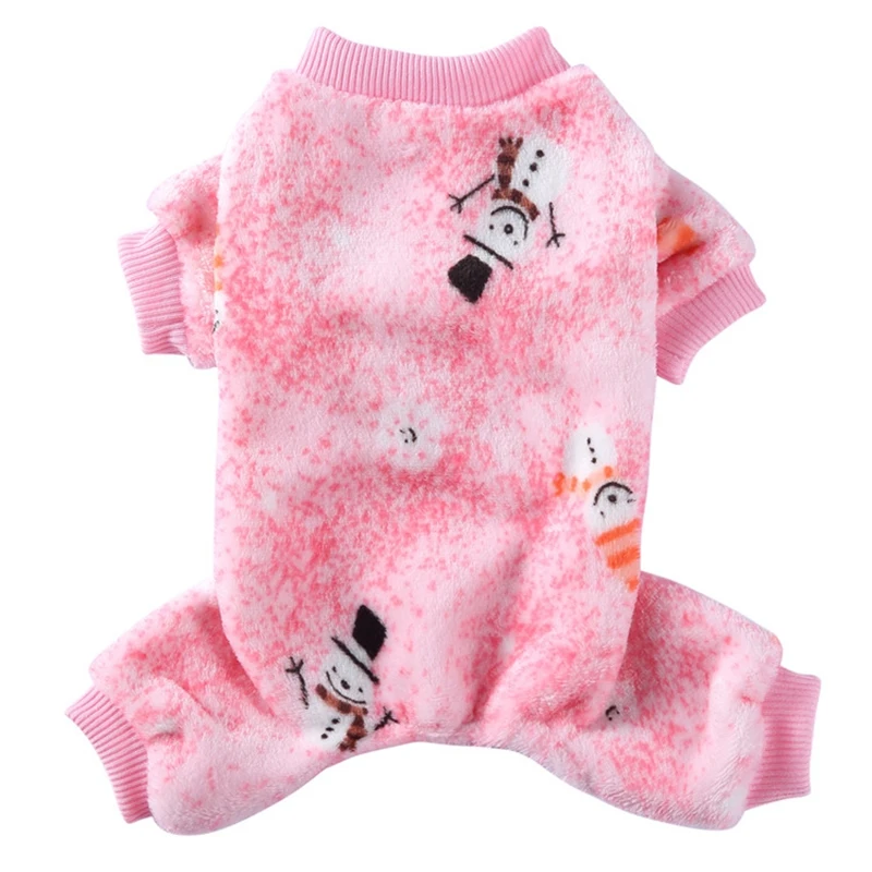 

Snowman Print Pet Pajamas for Dogs, Soft Warm Fleece Dog Jumpsuit, Lightweight Puppy Pullover
