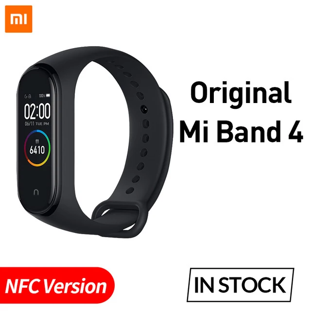 NFC Version Xiaomi Mi браслет 4 смарт-браслет 4 фитнес-браслет Музыкальный браслет Bluetooth 5,0 AMOLED цветной сенсорный экран - Цвет: NFC Version