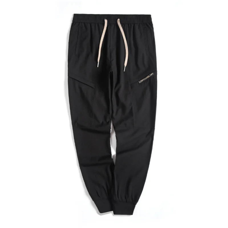 

2023310 spring and summer large solid color simple versatile casual pants with baggy feet, men's thin pants loose