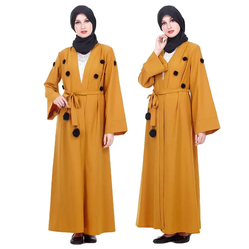 

Muslim Abaya Appliques Dress Cardigan Long Robe Gowns Kimono Jubah Middle East Ramadan Thobe Worship Service Islamic Clothing