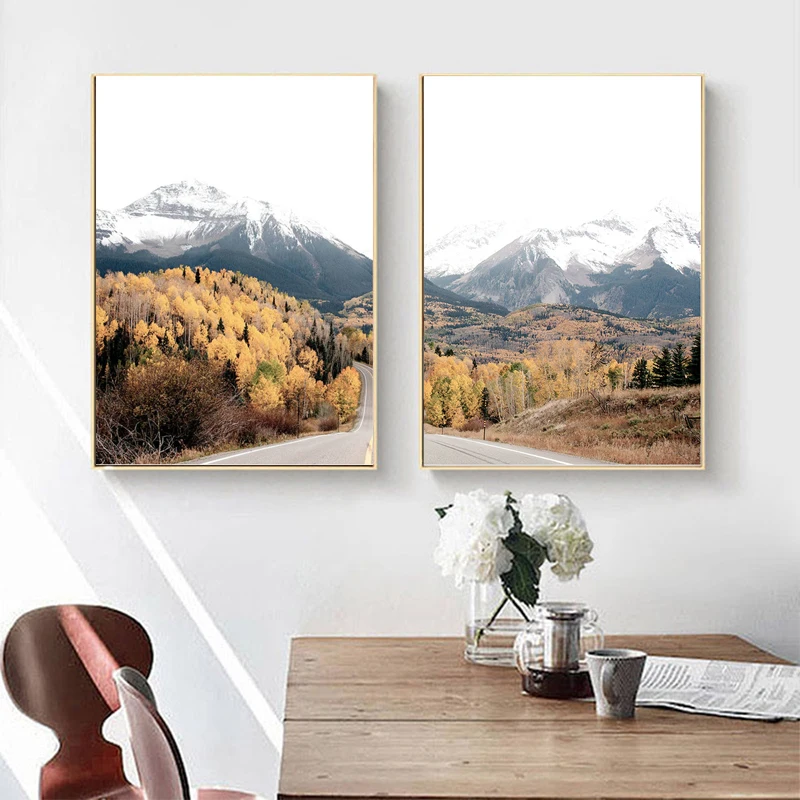 Scandinavian Style Forest Landscape Canvas Wall Art Posters and Prints Nordic Painting Mountaint Pictures Modern Home Decor | Дом и сад