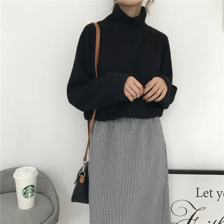 

High-collared sweater women's Autumn Winter Korean edition with loose long-sleeved head with a student jacke