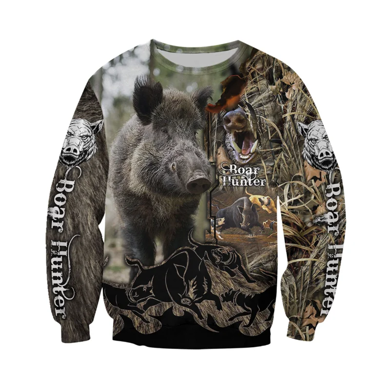 

New fun boar Hunter Hoodie 3D full print men's Sweatshirt Unisex casual jacket