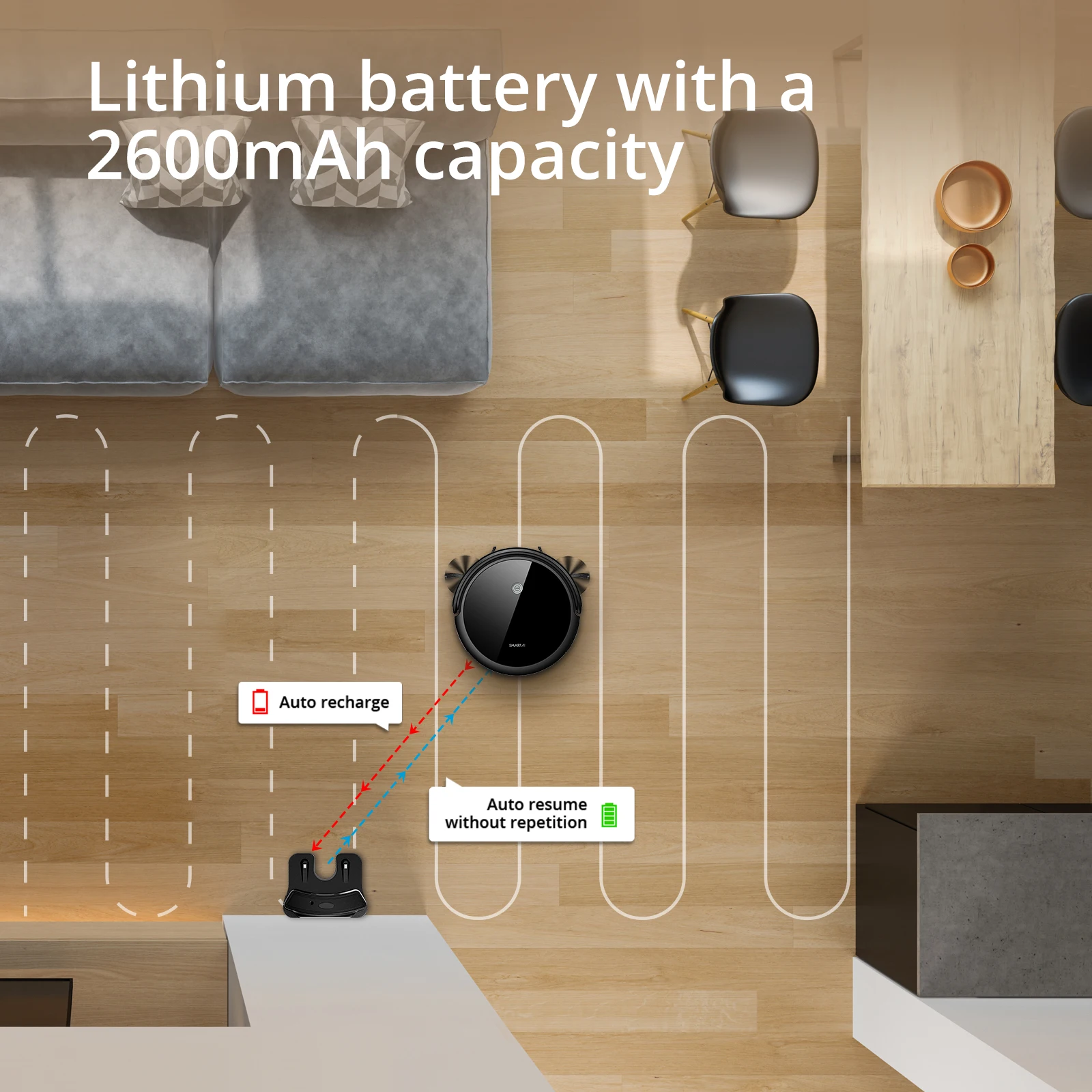 SmartAI G50 робот пылесос 2600PA мощный всасывания 3in1 шерсти животных домашний сухой