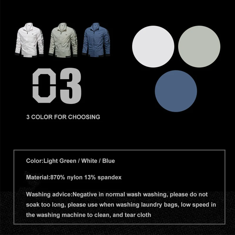 

NANCY TINO Summer New Men's Sun Protection Clothing Outdoor Leisure Thin Section Breathable Stand Collar Thin Jacket for Men