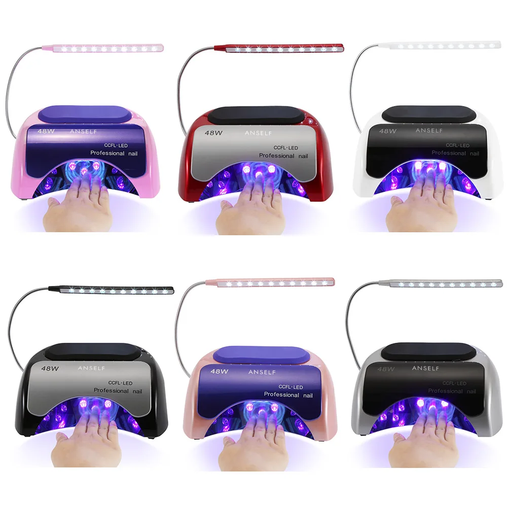 ANSELF 48 Вт светодиодный + CCFL гель УФ лампа Сушилка для ногтей прикрепленная трубка