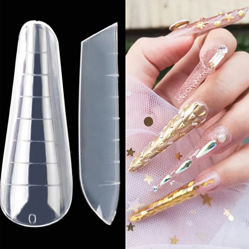 

Quick Building Nail Mold 12 Size Poly UV Gel Clear False Nail Finger Extension Manicure Easy Find Art Dual Forms