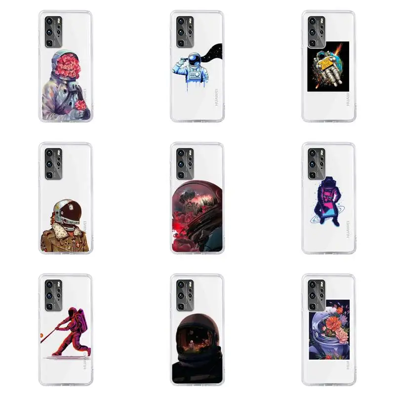

ins romantic fantasy astronaut Phone Case For Huawei P40 P30 P20 Mate Honor 10i 30 20 i 10 40 8x 9x Pro Lite Transparent Cover