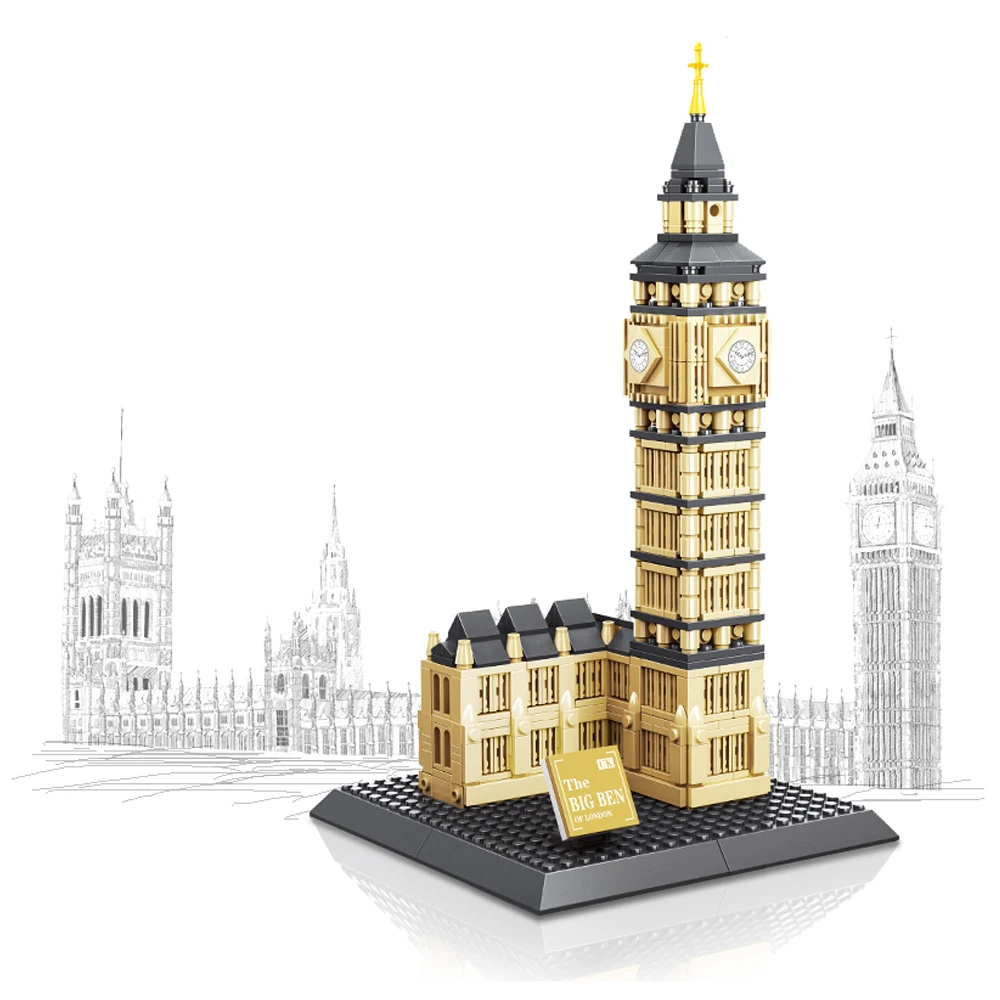 

WANGE 4211 Architecture 3D DIY Big Ben Building Blocks Sets City Bricks Classic Skyline Model Kids Gift Toys For Children