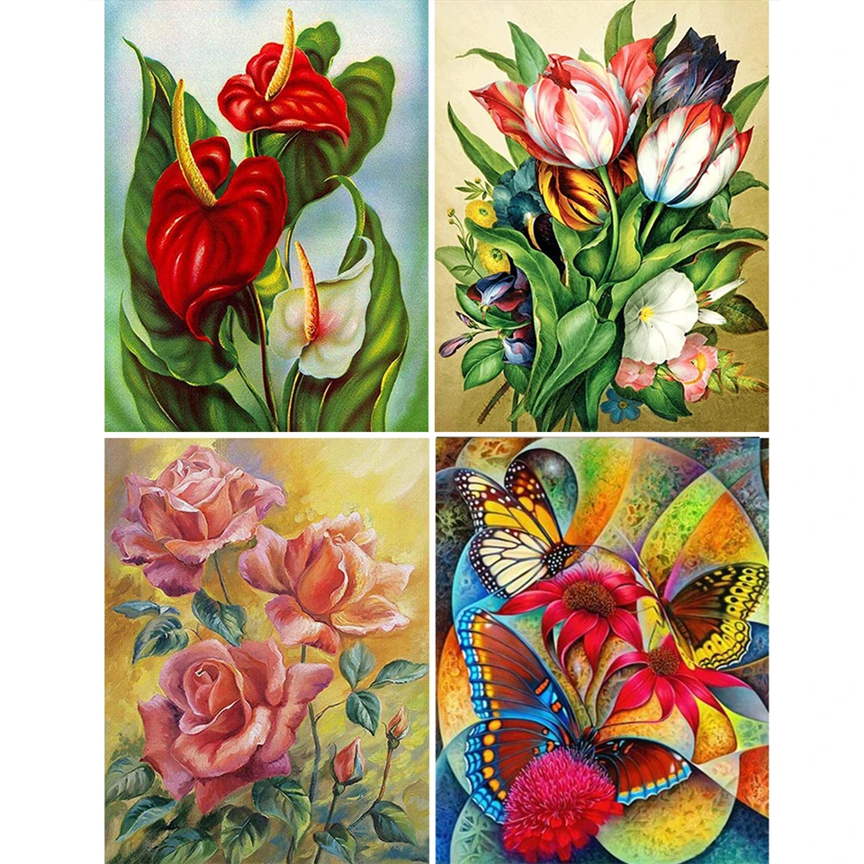 

Вышивка, алмазная вышивка, Бабочка, красный цветок, Алмазная мозаика, деревья, пейзаж, искусство, вышивка крестиком, рукоделие