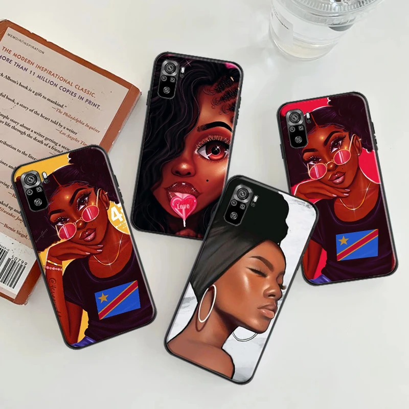 

Fashion Black Girls Phone Case For Xiaomi Redmi 9 9i 9AT 9T 9A 9C 10X 4G 5G Note 10T 5G Fashion Women Coque Carcasa Back Cover