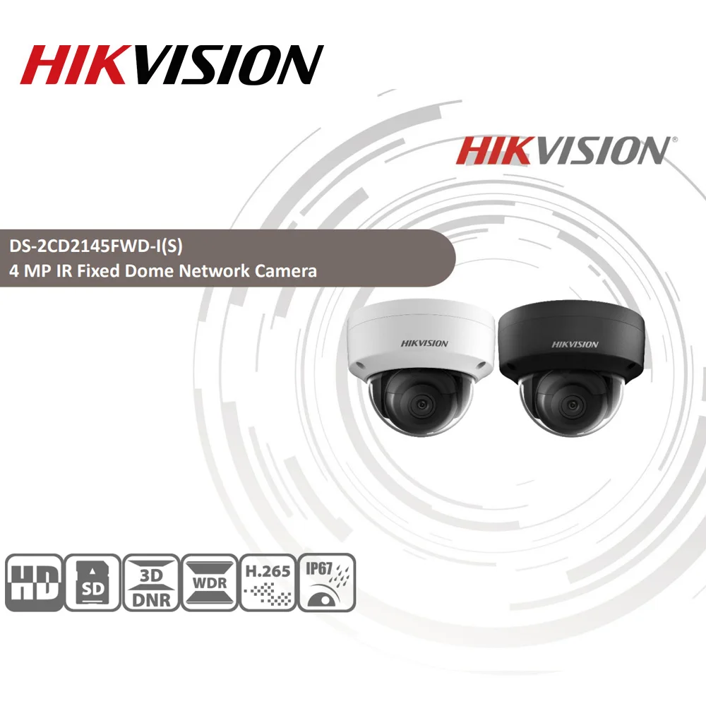 Предпродажа Hikvision DS-2CD2145FWD-I IR Сетевая купольная PoE камера видео безопасности 4MP 30M IR IP67 IK10 H.265+ слот для sd-карты 10 шт./партия