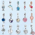 Новинка 2022, бусины-шармы серебряного цвета в форме рыбьего шара, торта на день рождения, фламинго, подходят для оригинального браслета Pamura, Женские Ювелирные изделия