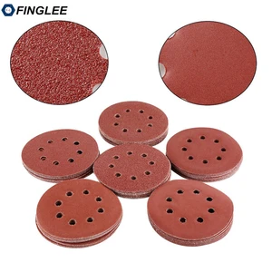 10 шт. 5-дюймовая 125 мм шлифовальная бумага из оксида алюминия с подложкой с 8 отверстиями, шлифовальный диск для угловой шлифовальной машины, полировальная работа