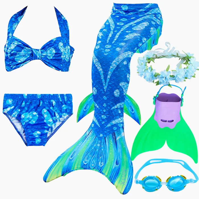 Детский хвост русалки для купания с моновинкой девочек Ариэль купальный костюм