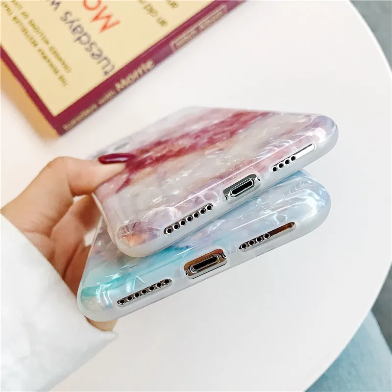 Чехол с рисунком в виде ракушки чехол для телефона iphone 6 7 8 plus X мраморный цветок