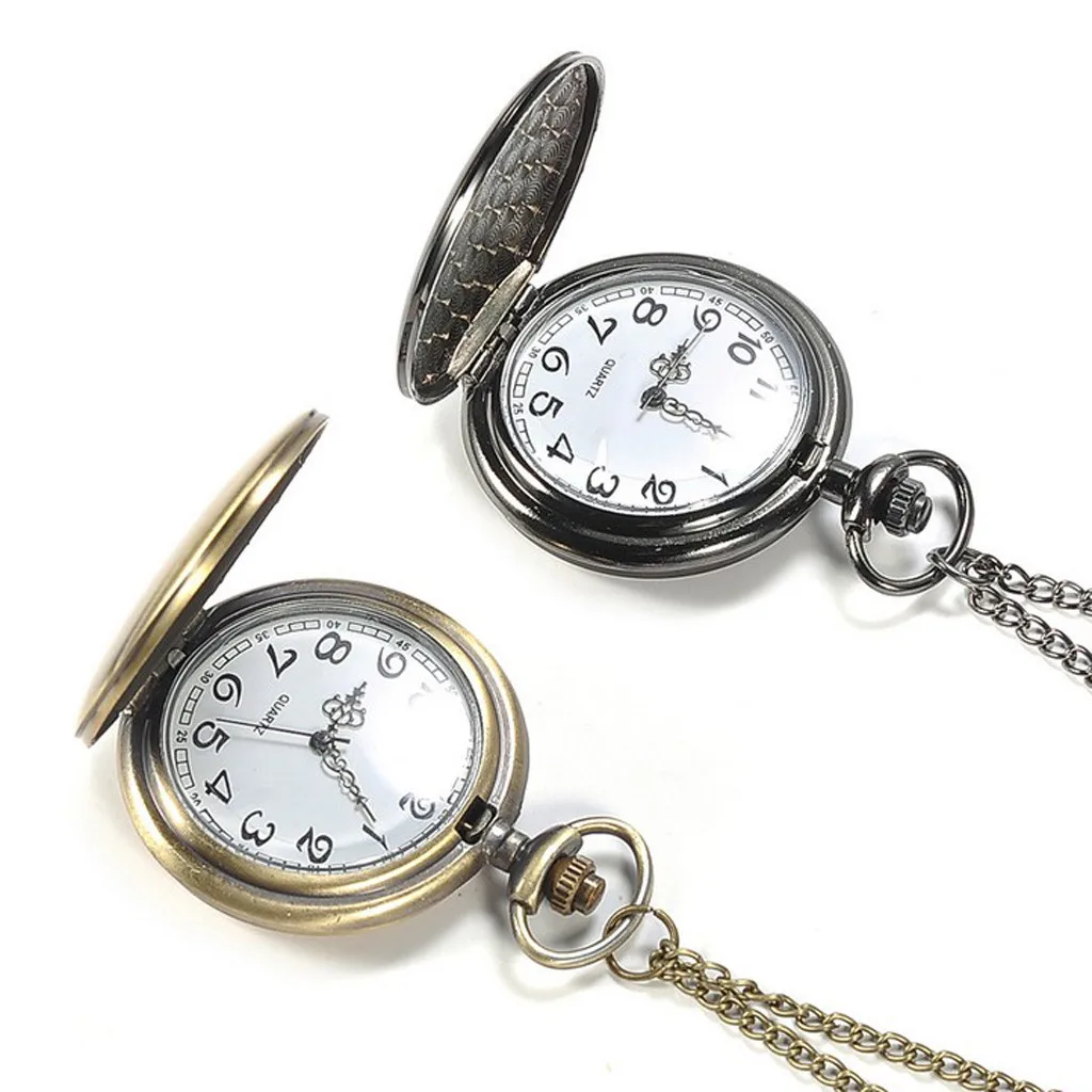 4 6 см Индивидуальные модные ретро большие карманные часы с гравировкой кварцевые