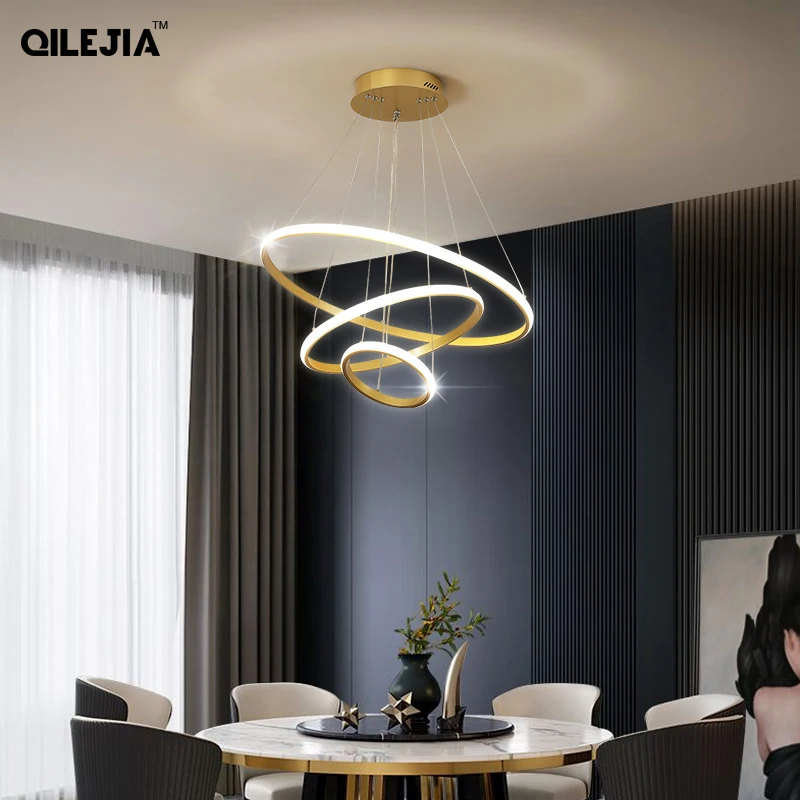 Люстра золотистого/кофейного/белого цвета для гостиной столовой кухни круглой