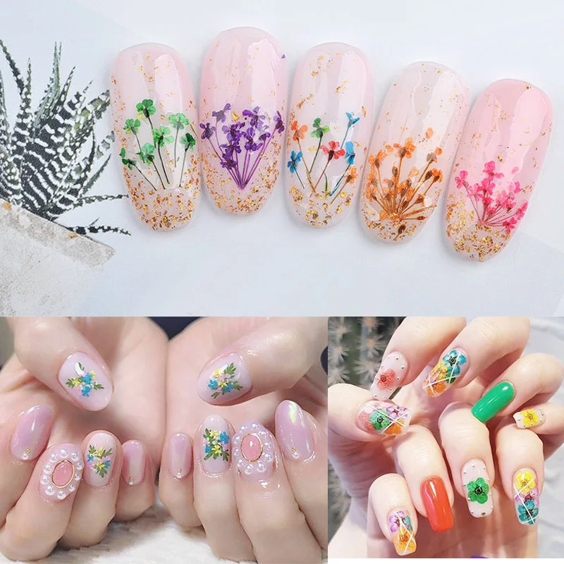 Сушеный Цветок для дизайна ногтей маникюрные аксессуары Натуральные сушеные