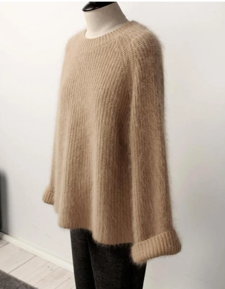 

Women Autumn Winter Long Sweater Knitted Pullover Jumper Pullover Pull Femme Loose Sueter Mujer Invierno Round Neck Sweater