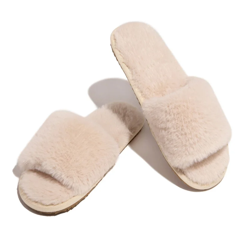 

Comfy Cozy Fur Slippers Women Winter Home Shoes Fluffy Furry Flat Solid Indoor Slides Plush Candy Colors Trendy Designer 2020