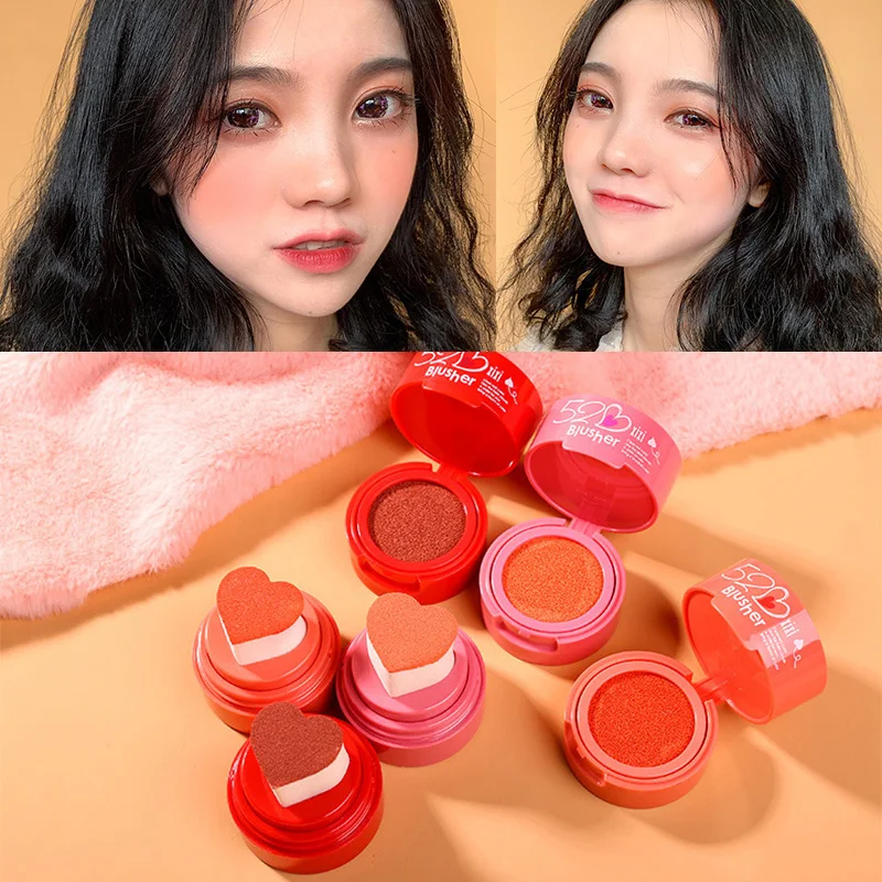 

Love Rouge Peach Long-lasting Waterproof Air Cushion Blush Cream Pigment Cute Love Heart Shape Seal Blush Makeup Cosmetic TSLM2