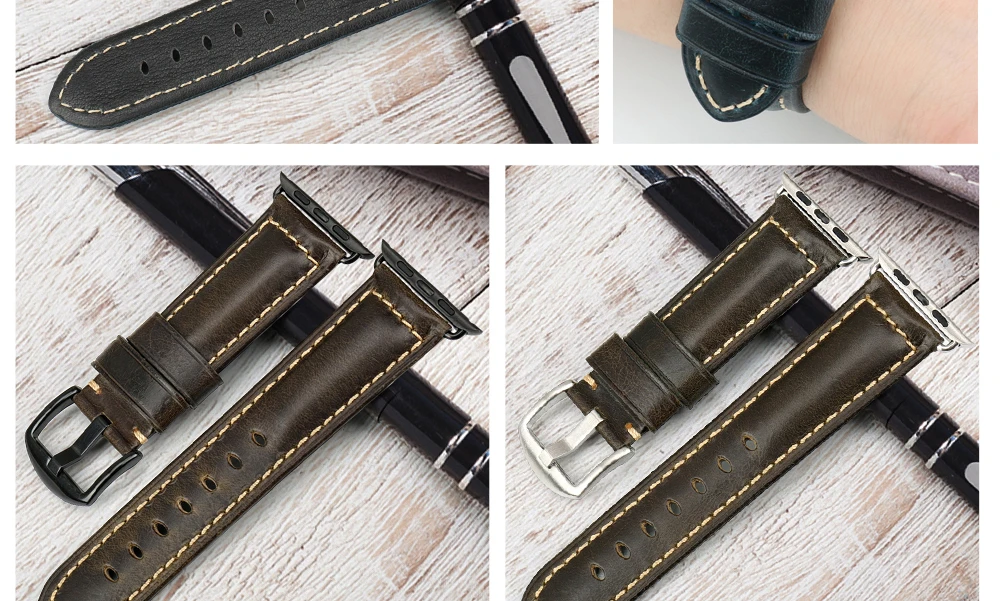 Кожаный браслет MAIKES для Apple Watch 42 мм, 38 мм, 44 мм, 40 мм, серия 4, 3, 2, ремешок для Apple Watch iWatch, ремешок для часов