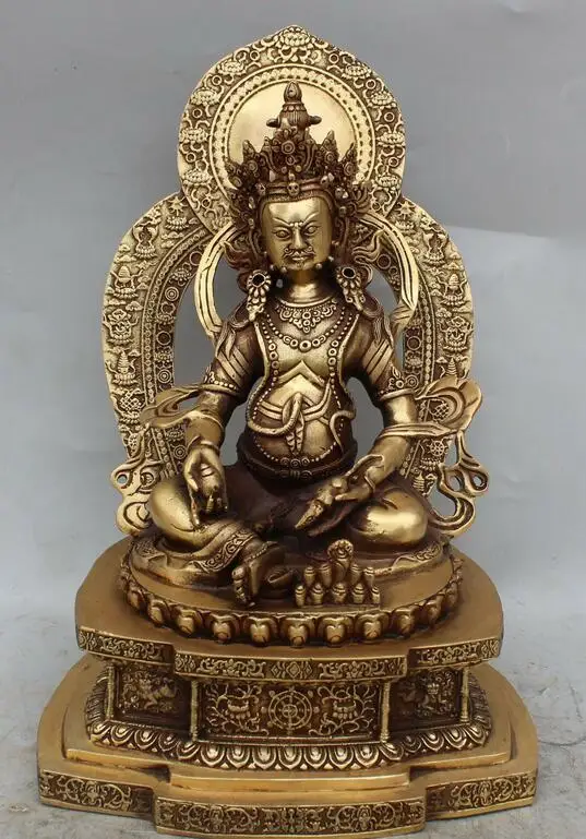 11 дюймов Китай тибетский Бог желтая статуя близлежащей Будды собаки Льва Лео